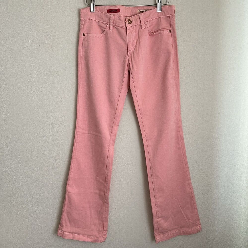 AG Adriano Goldschmied The Dietrich Flare Jeans Womens 26R Pink Low Rise Stretch